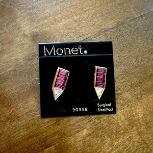 Beautiful glamour 90s earrings, surgical steel post, original packaging.